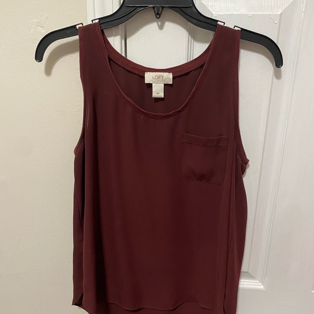 LOFT Women's Maroon Satin Tank Top